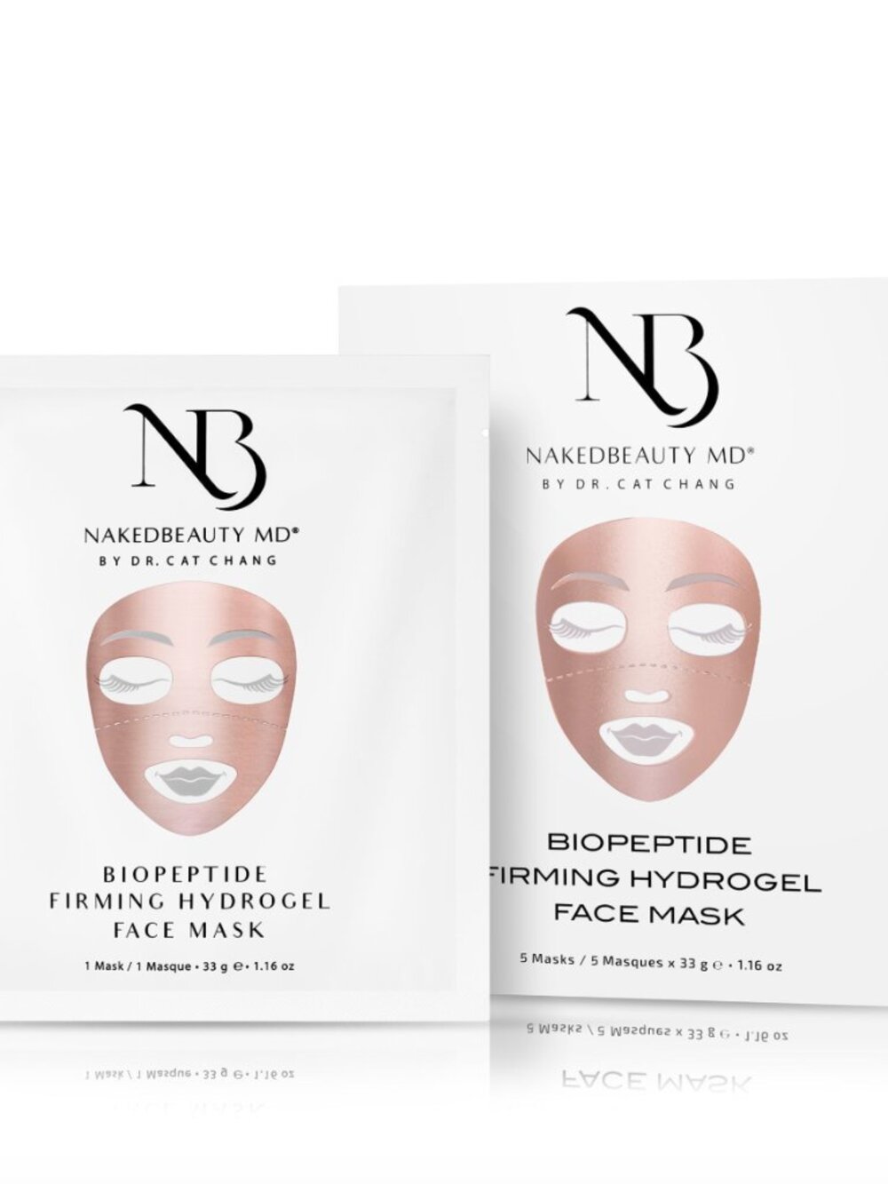 NIB NakedBeauty MD BioPeptide Firming Hydrogel Face Mask - Pack of 5